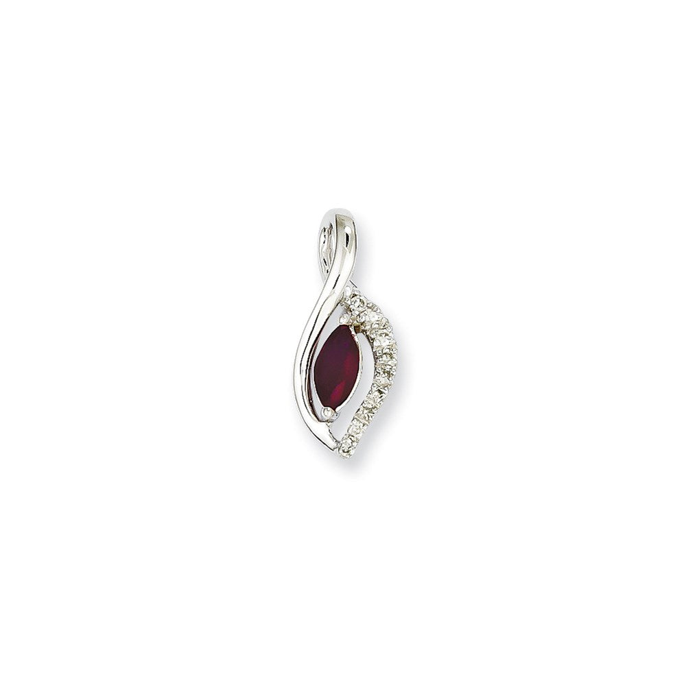 14K Weißgold Anhänger mit echtem Diamant und Rubin