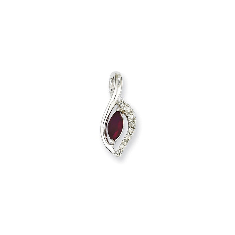 14K Weißgold Anhänger mit echtem Diamant und Rubin