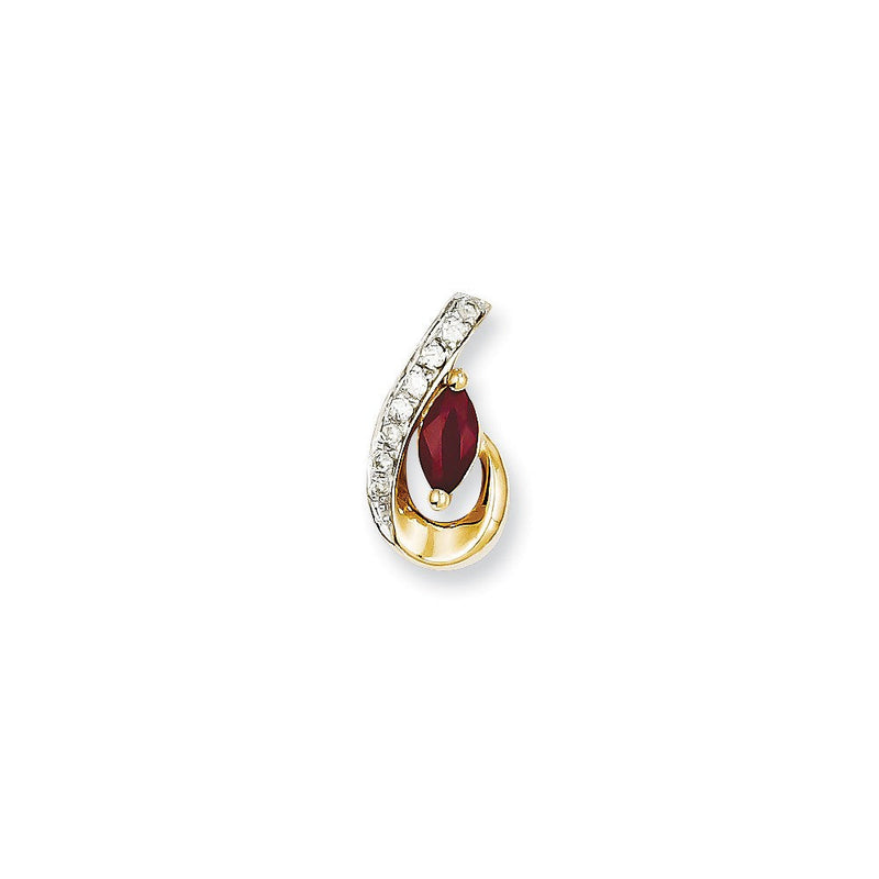 14K Gelbgold Anhänger mit echtem Diamant und Rubin