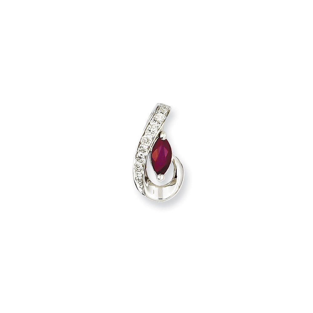 14K Weißgold Anhänger mit echtem Diamant und Rubin