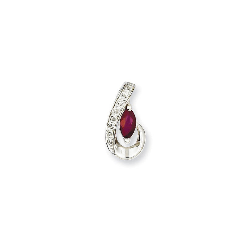 14K Weißgold Anhänger mit echtem Diamant und Rubin