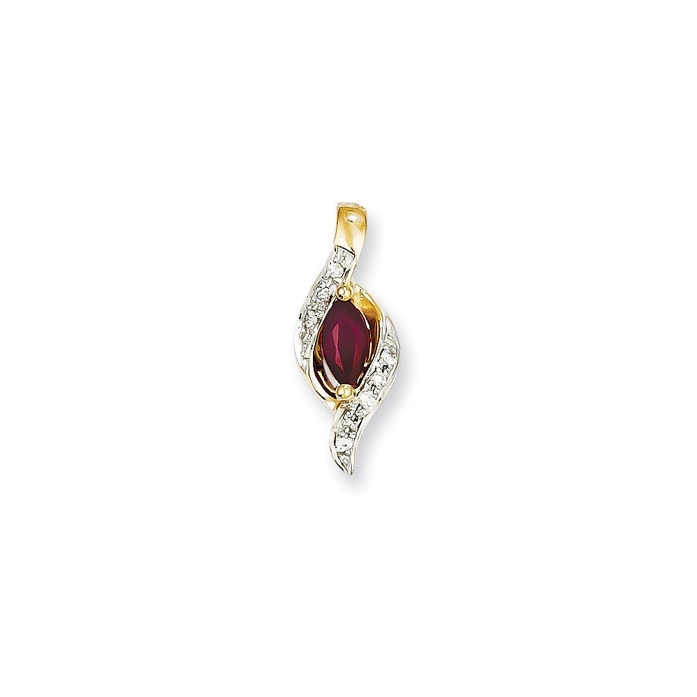 14K Gelbgold Anhänger mit echtem Diamant und Rubin