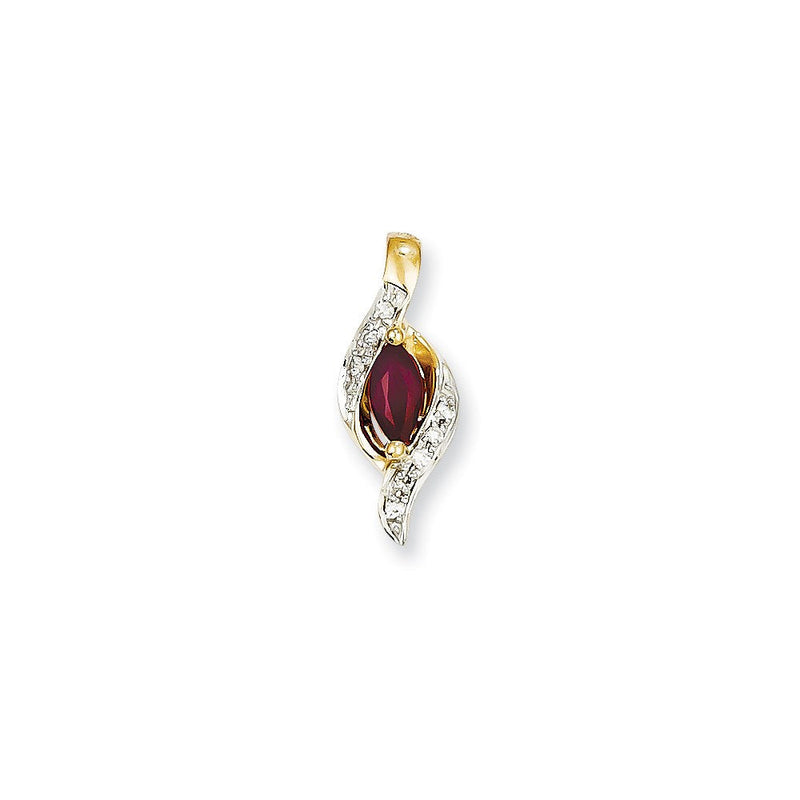 14K Gelbgold Anhänger mit echtem Diamant und Rubin