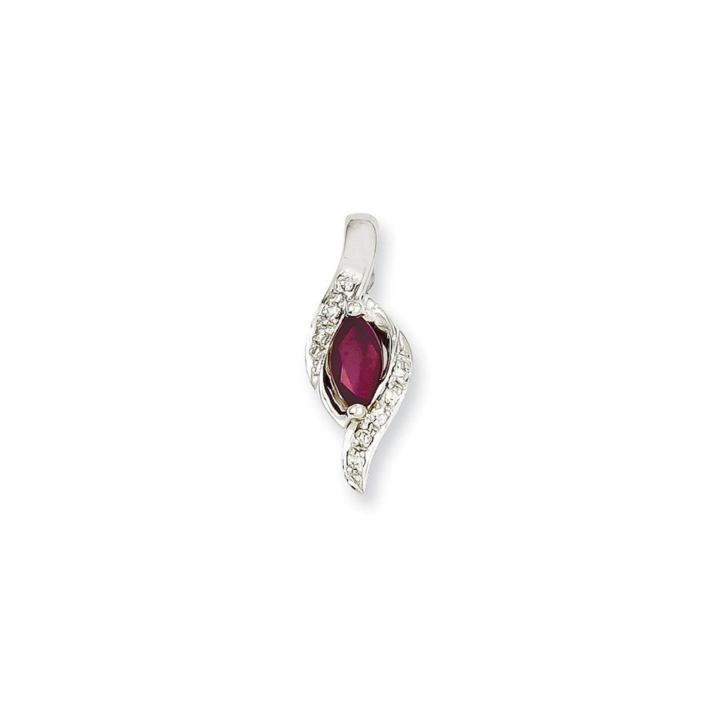14K Weißgold Anhänger mit echtem Diamant und Rubin