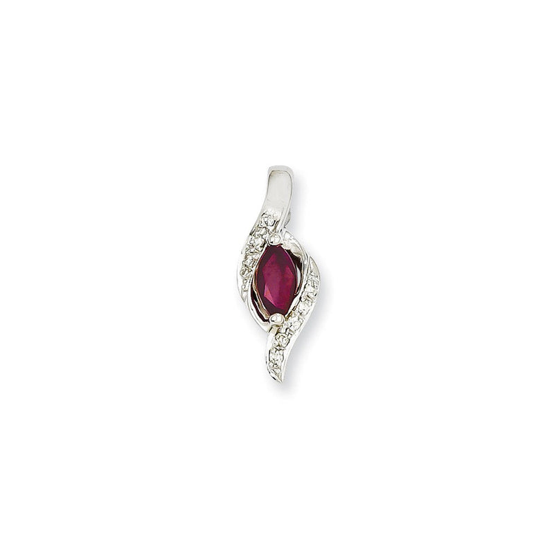 14K Weißgold Anhänger mit echtem Diamant und Rubin