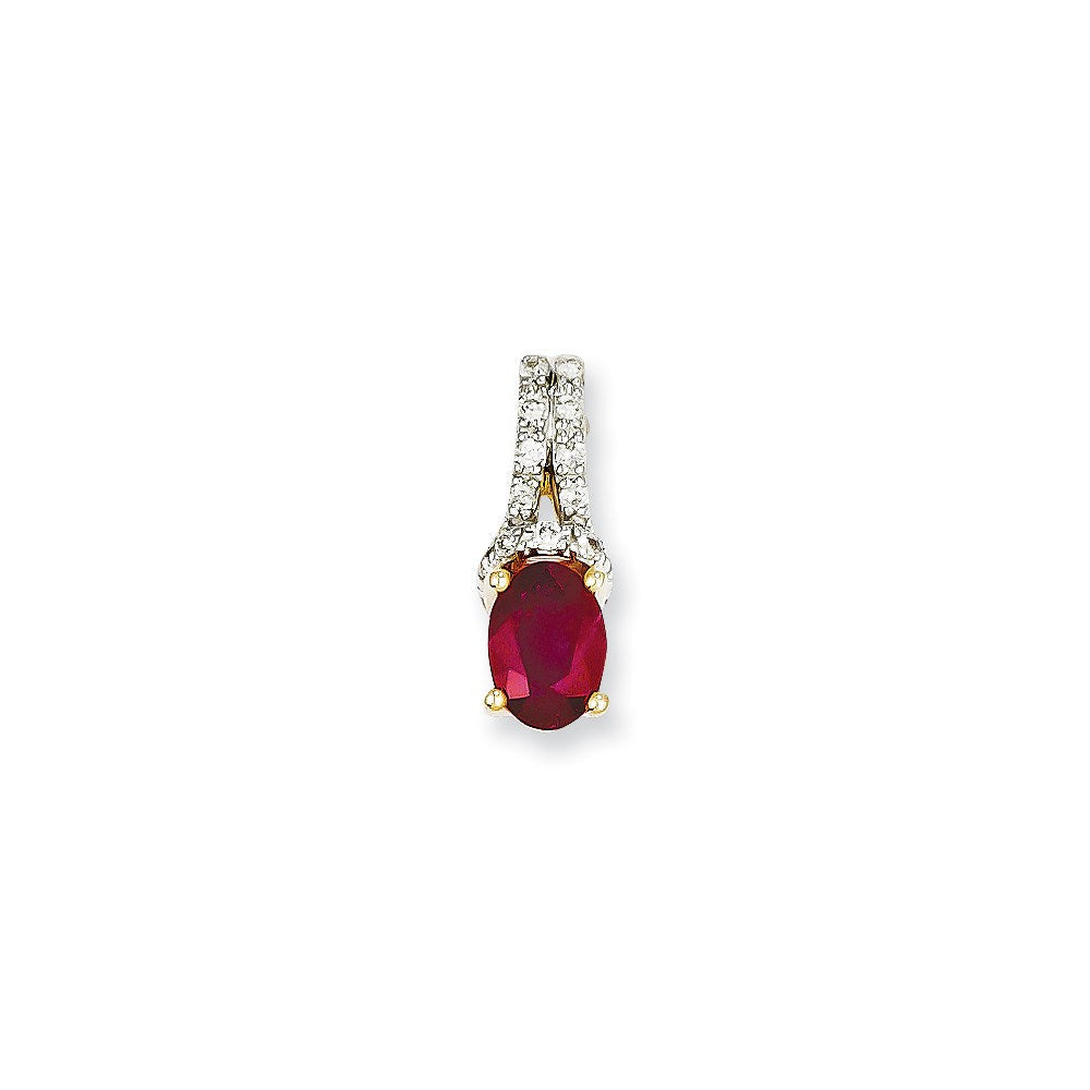 14K Gelbgold Anhänger mit echtem Diamant und Rubin