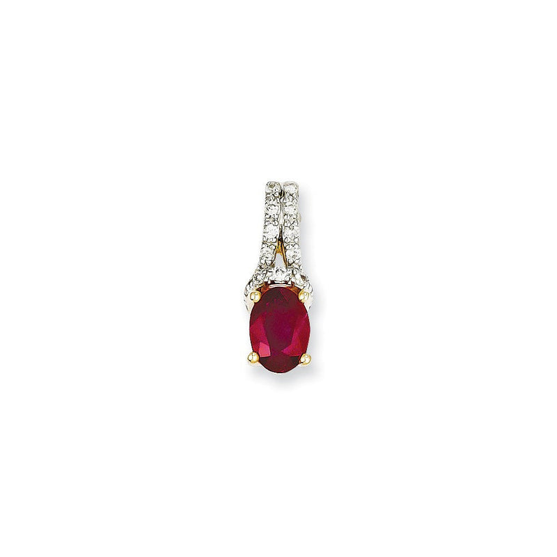 14K Gelbgold Anhänger mit echtem Diamant und Rubin