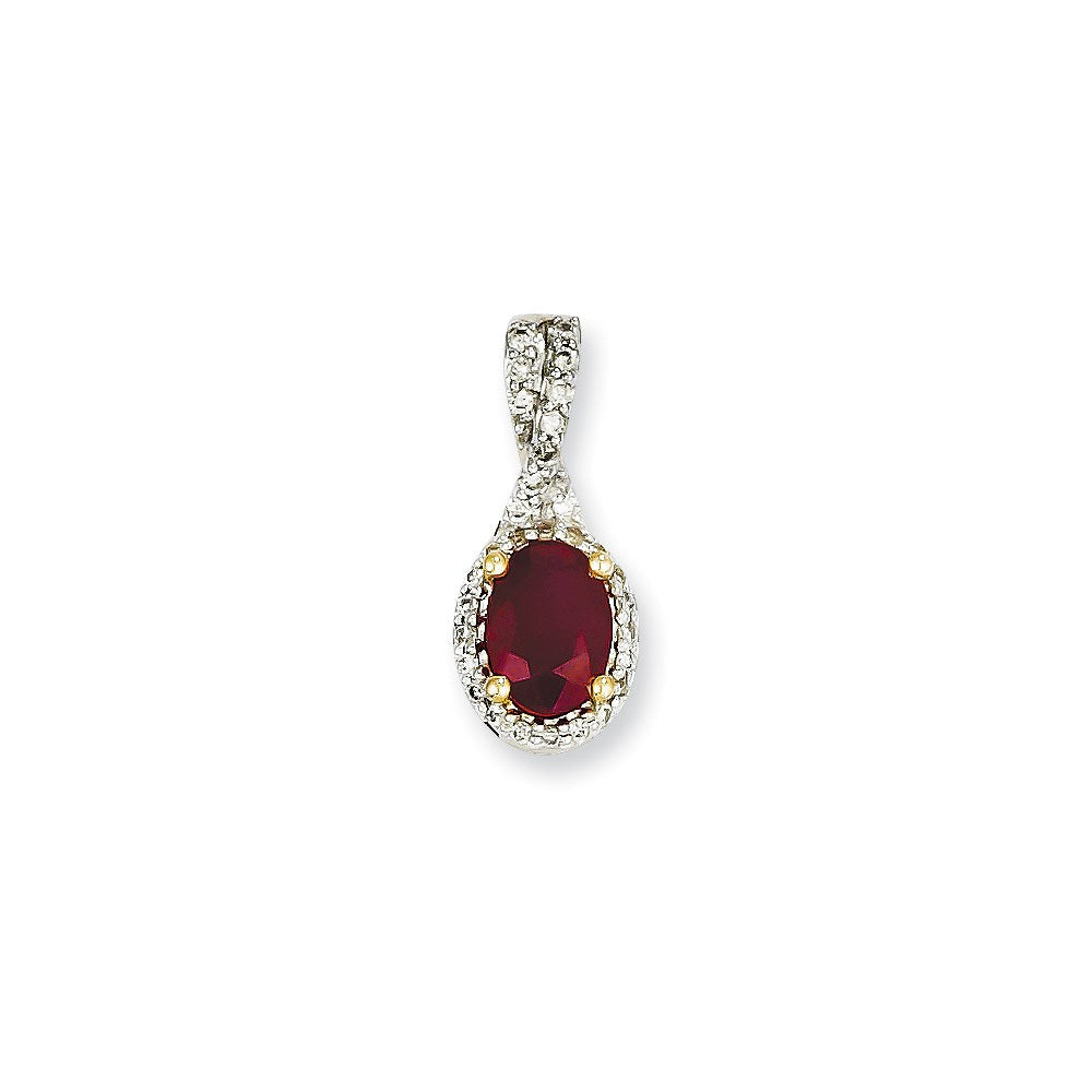 14K Gelbgold Anhänger mit echtem Diamant und Rubin