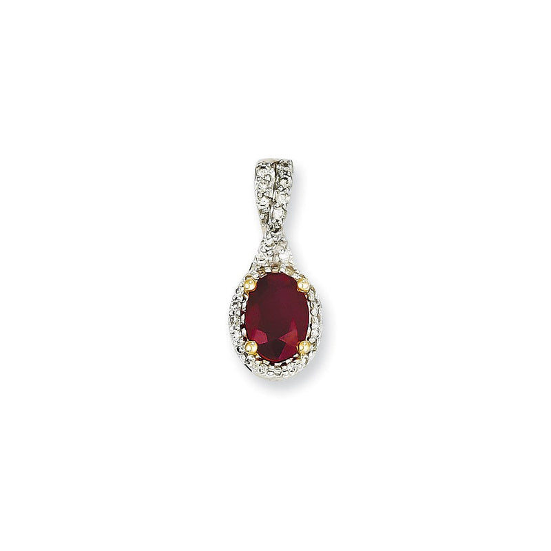 14K Gelbgold Anhänger mit echtem Diamant und Rubin