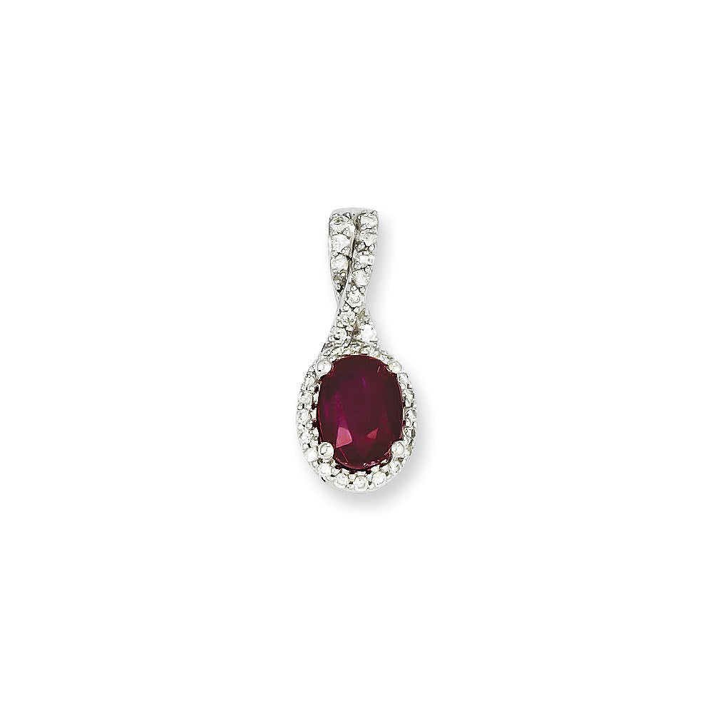 14K Weißgold Anhänger mit echtem Diamant und Rubin