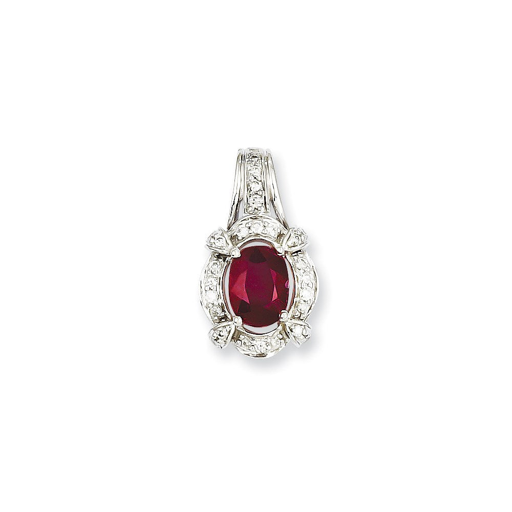 14K Weißgold Anhänger mit echten Diamanten und Rubinen