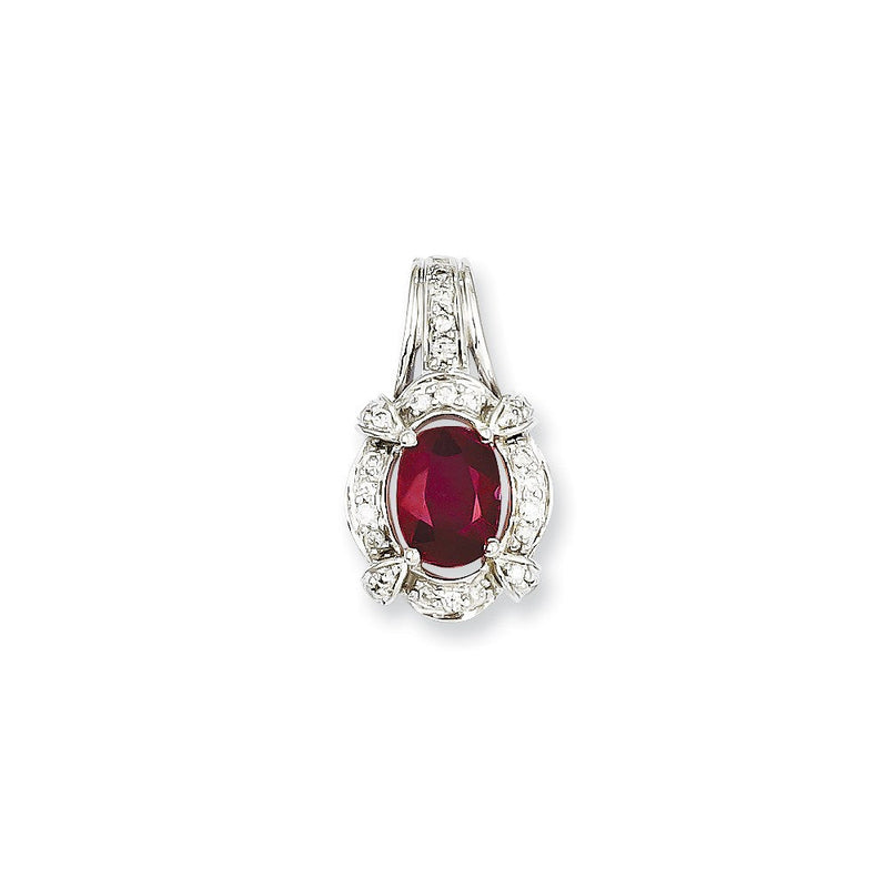 14K Weißgold Anhänger mit echten Diamanten und Rubinen