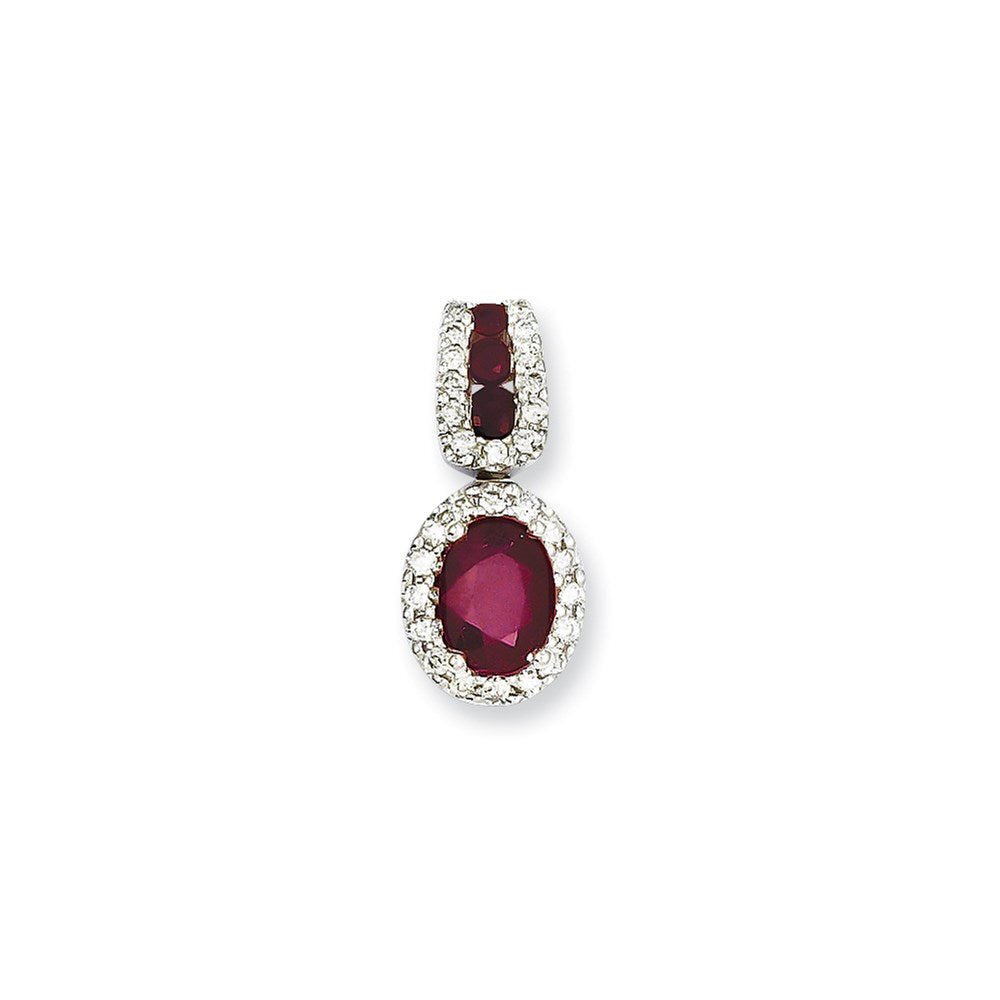 14K Weißgold Anhänger mit echtem Diamant und Rubin