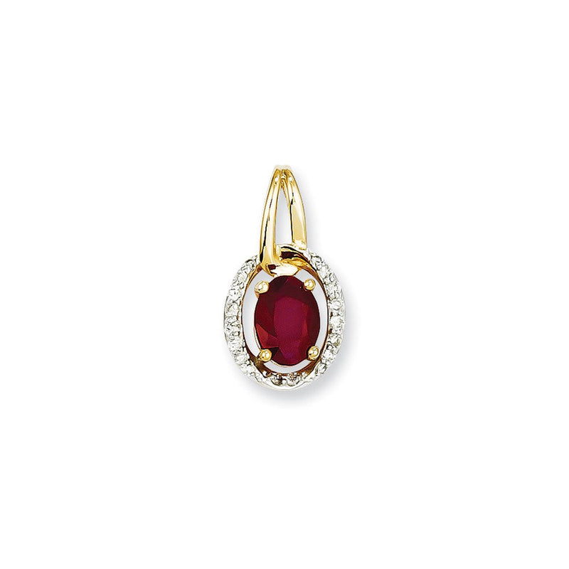 14K Gelbgold Anhänger mit echten Diamanten und Rubin
