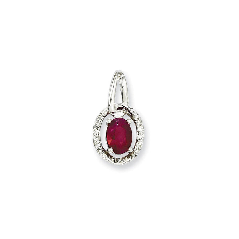 14 Karat Weißgold Anhänger mit echtem Diamant und Rubin