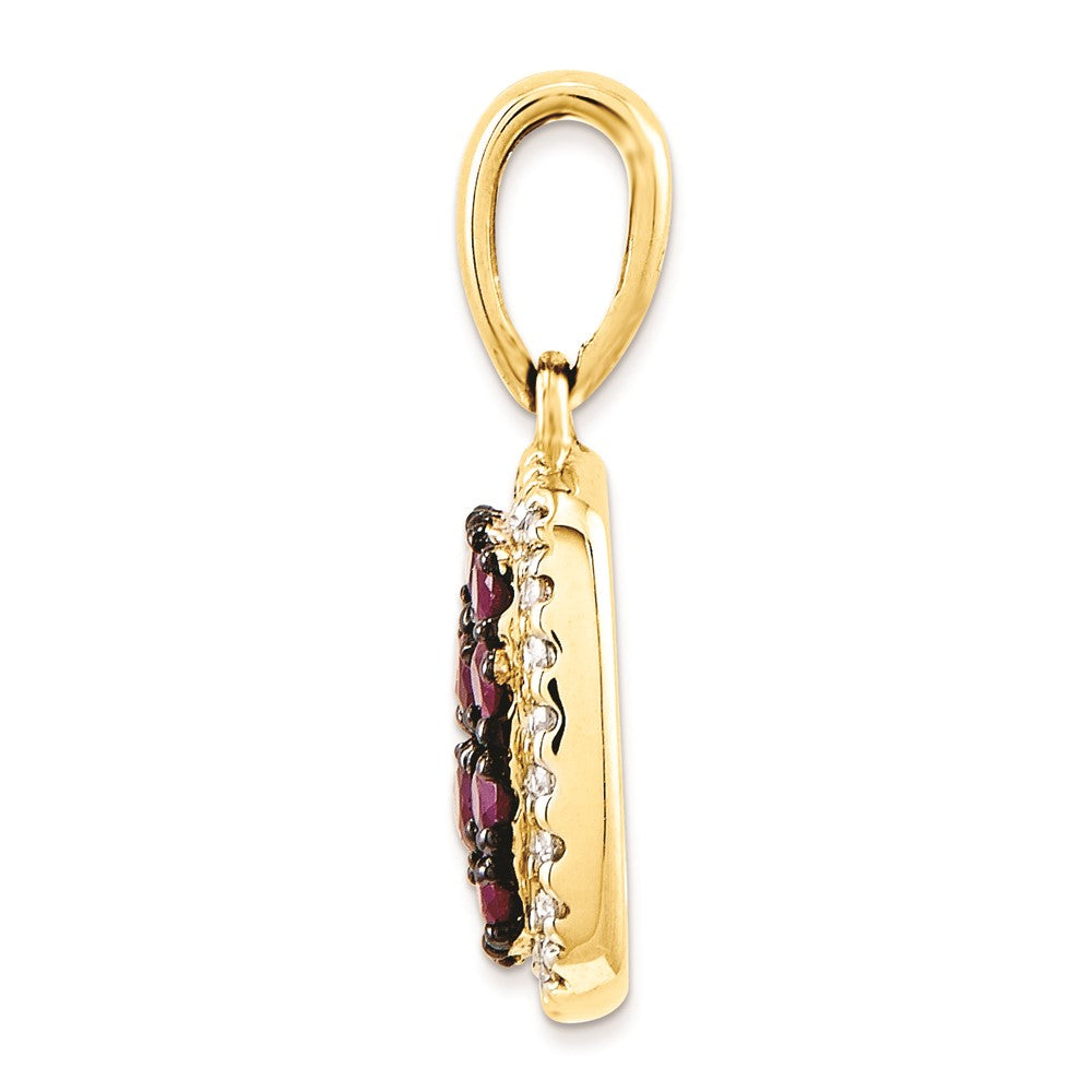 14K Gelbgold-Anhänger mit echtem Diamant und Rubin