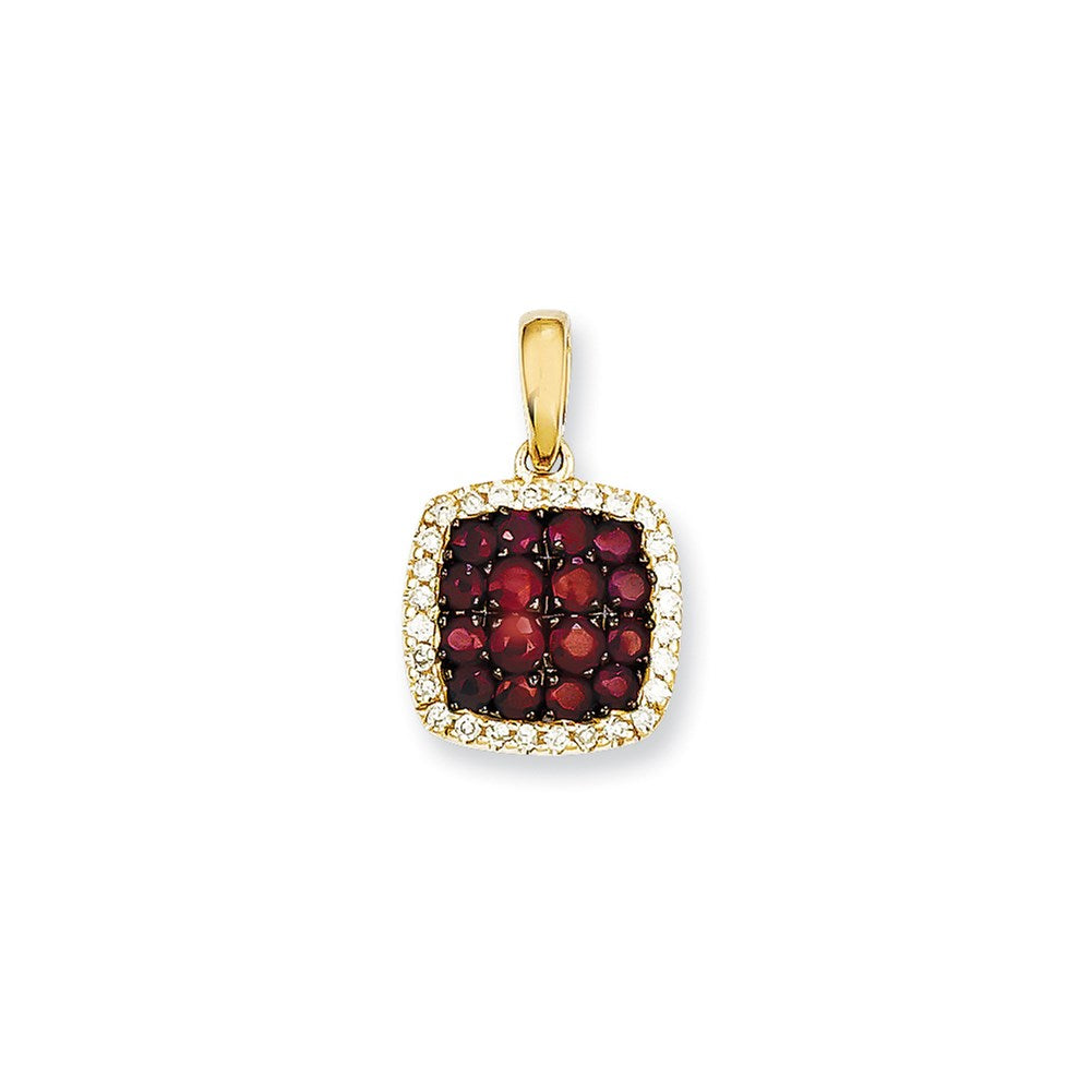 14K Gelbgold-Anhänger mit echtem Diamant und Rubin