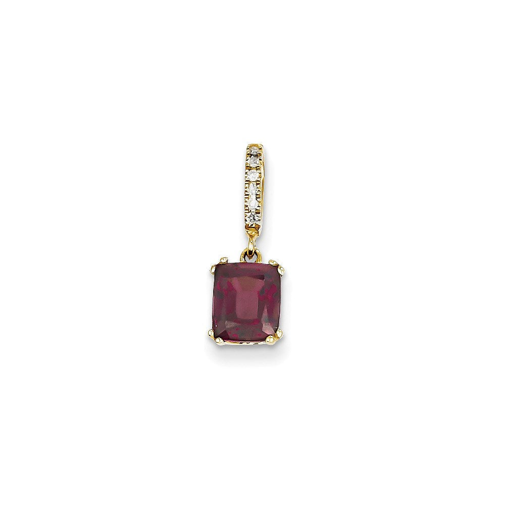 14K Gelbgold Anhänger mit Diamant und Rhodolith-Granat