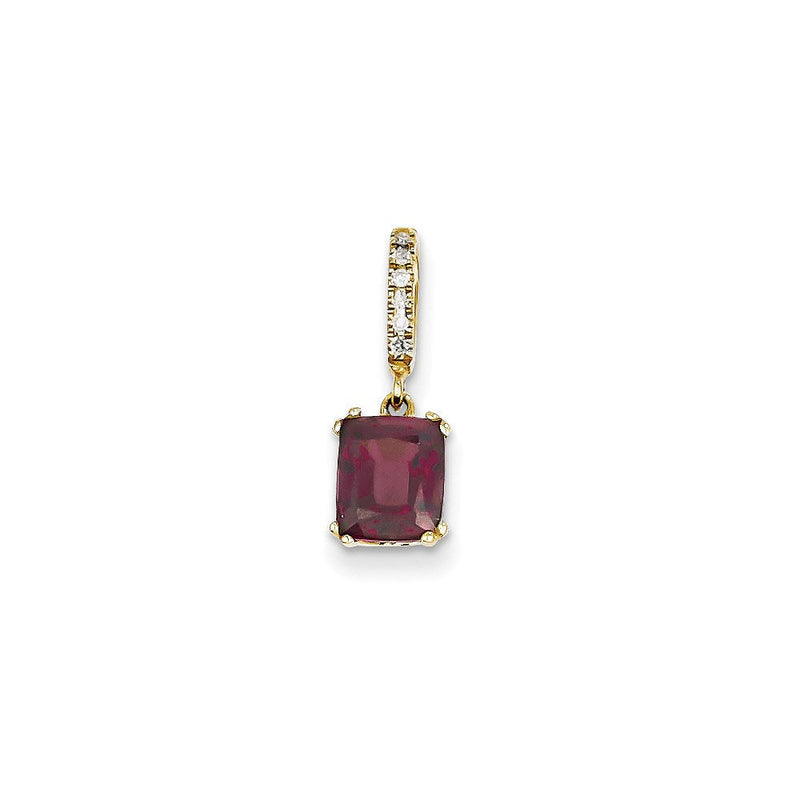 14K Gelbgold Anhänger mit Diamant und Rhodolith-Granat