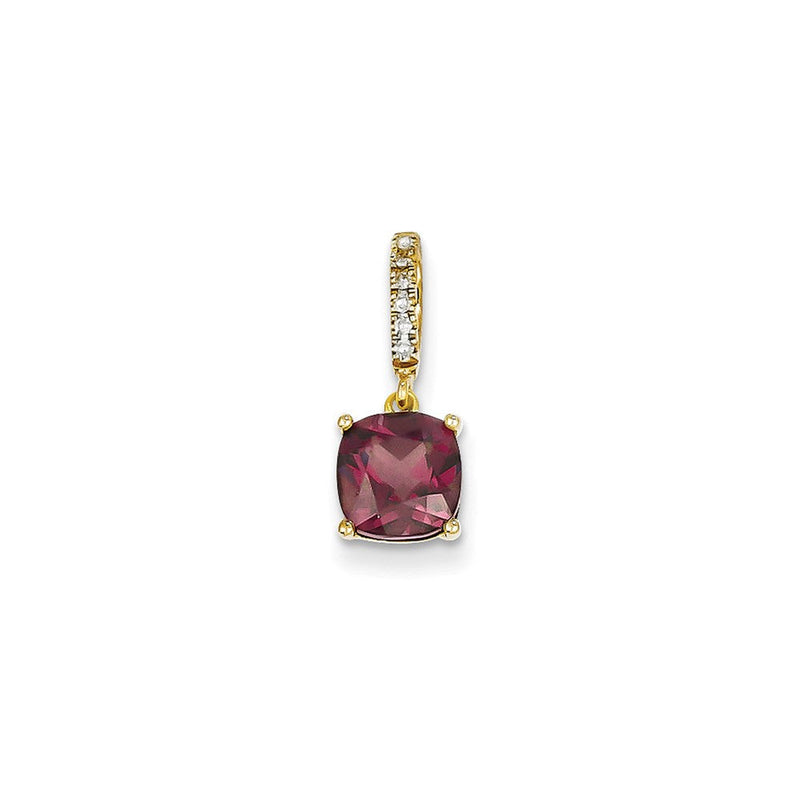 14K Gelbgold Diamant- und Rhodolith-Granat-Anhänger
