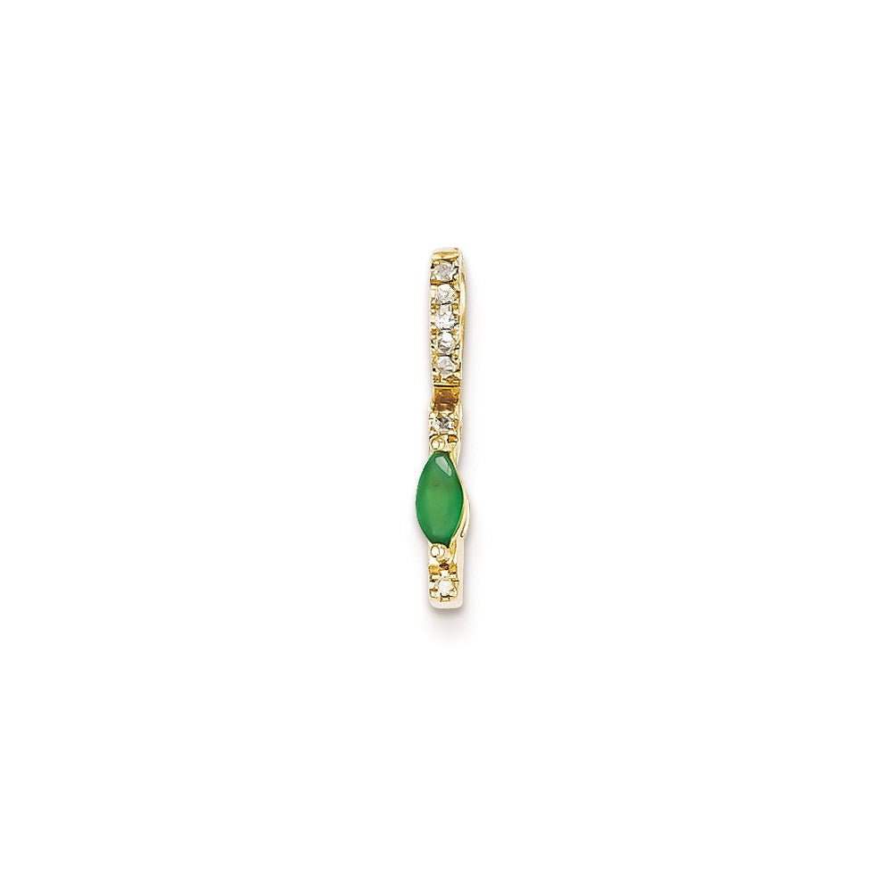 14K Gelbgold Anhänger mit echtem Diamant und Smaragd