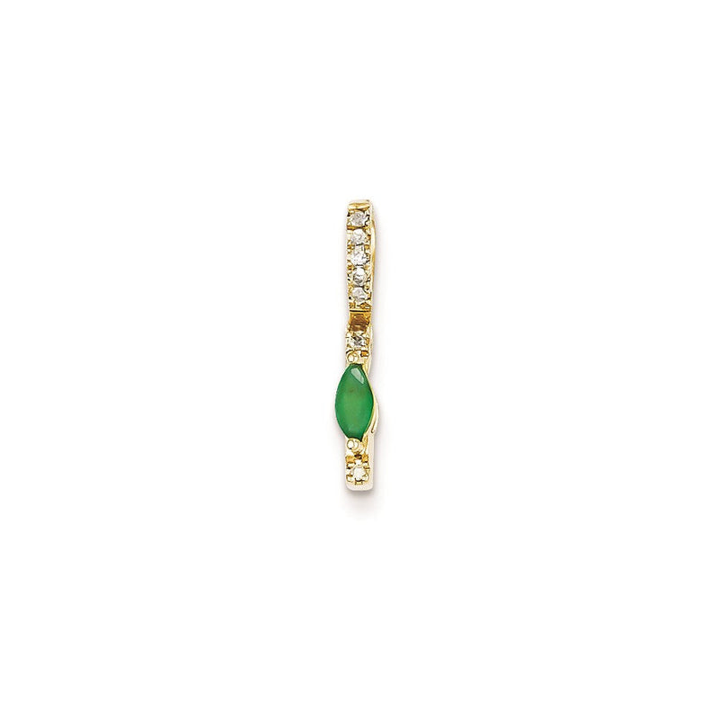 14K Gelbgold Anhänger mit echtem Diamant und Smaragd