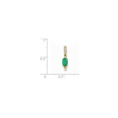 14K Gelbgold Anhänger mit echtem Diamant und Smaragd