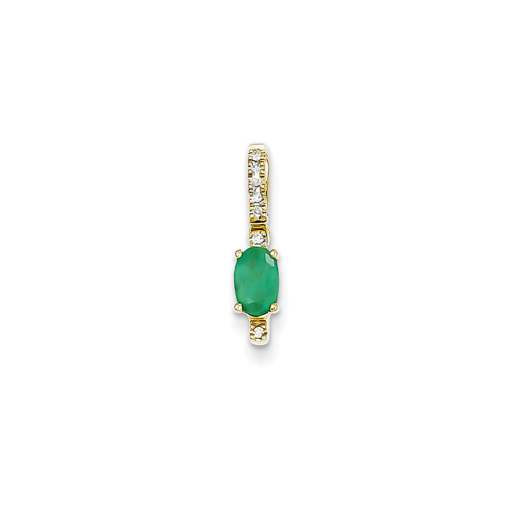 14K Gelbgold Anhänger mit echtem Diamant und Smaragd