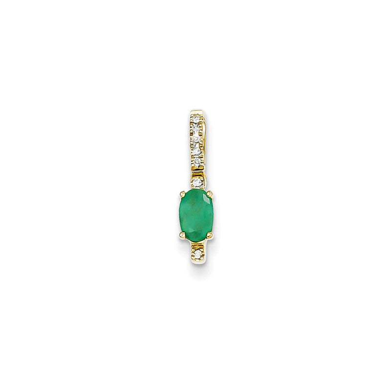 14K Gelbgold Anhänger mit echtem Diamant und Smaragd