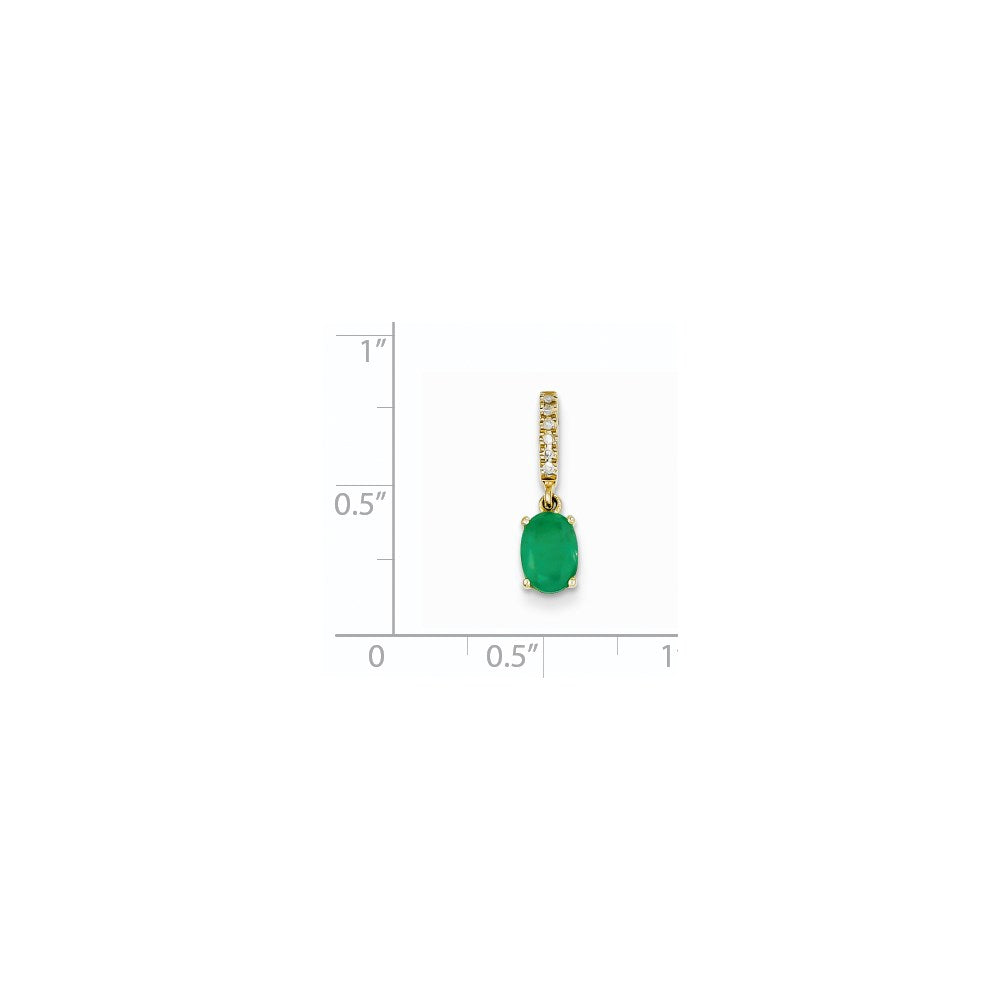 14K Gelbgold Anhänger mit echtem Diamanten und Smaragd