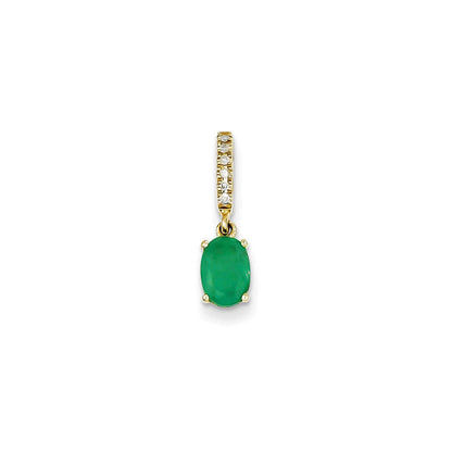 14K Gelbgold Anhänger mit echtem Diamanten und Smaragd