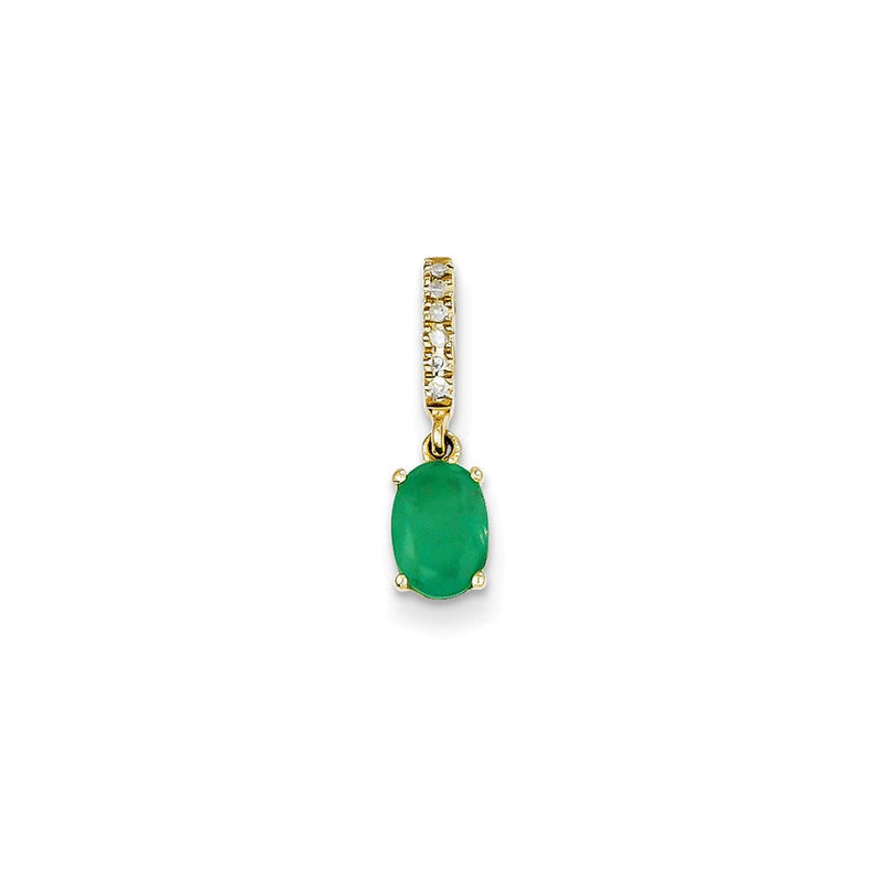 14K Gelbgold Anhänger mit echtem Diamanten und Smaragd