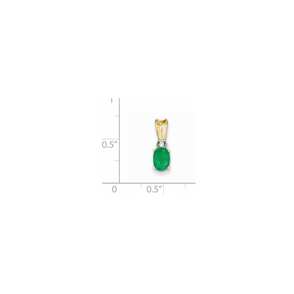14K Bicolor-Gold Anhänger mit echtem Diamant und Smaragd