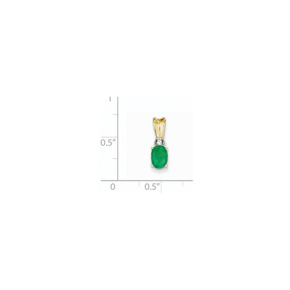 14K Bicolor-Gold Anhänger mit echtem Diamant und Smaragd