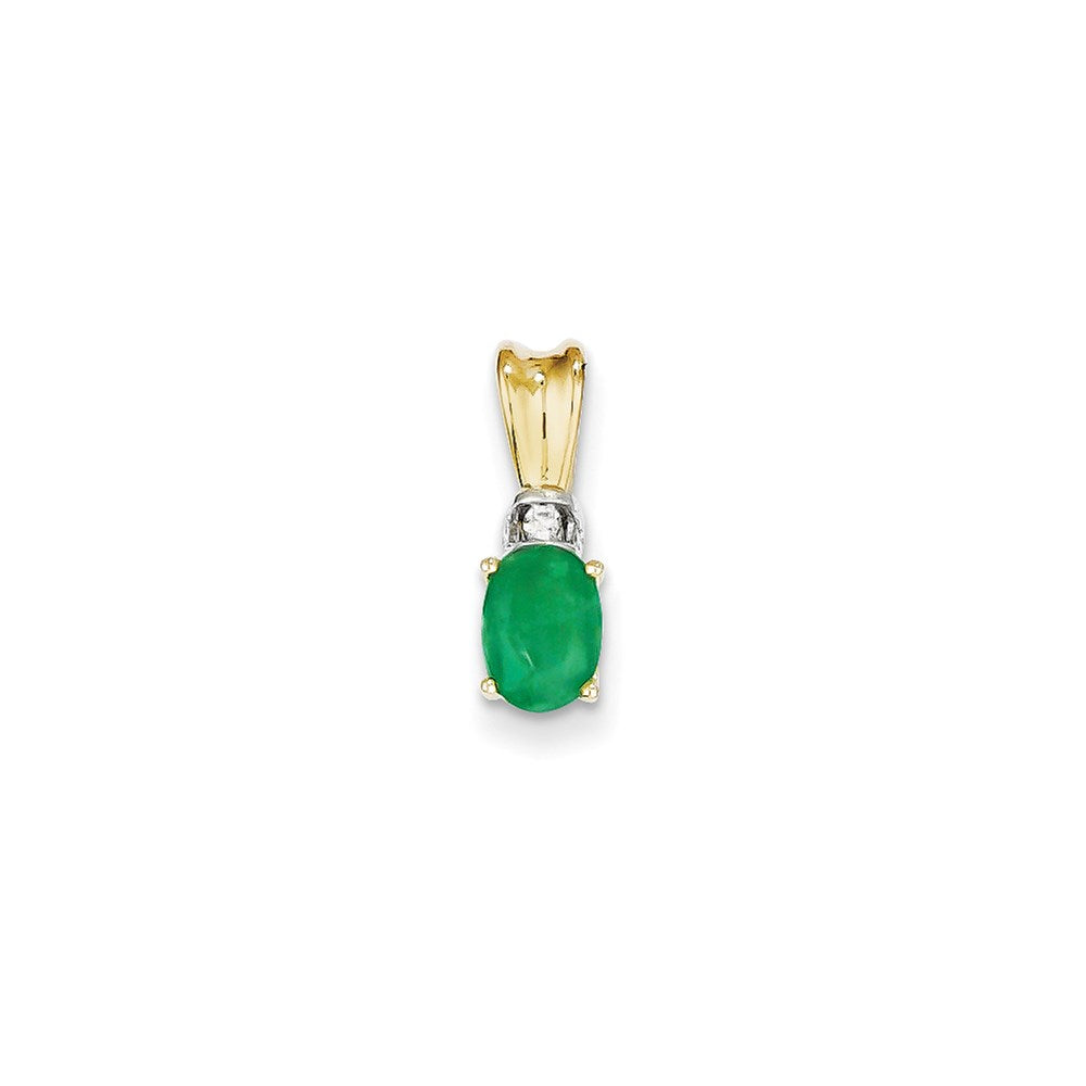 14K Bicolor-Gold Anhänger mit echtem Diamant und Smaragd