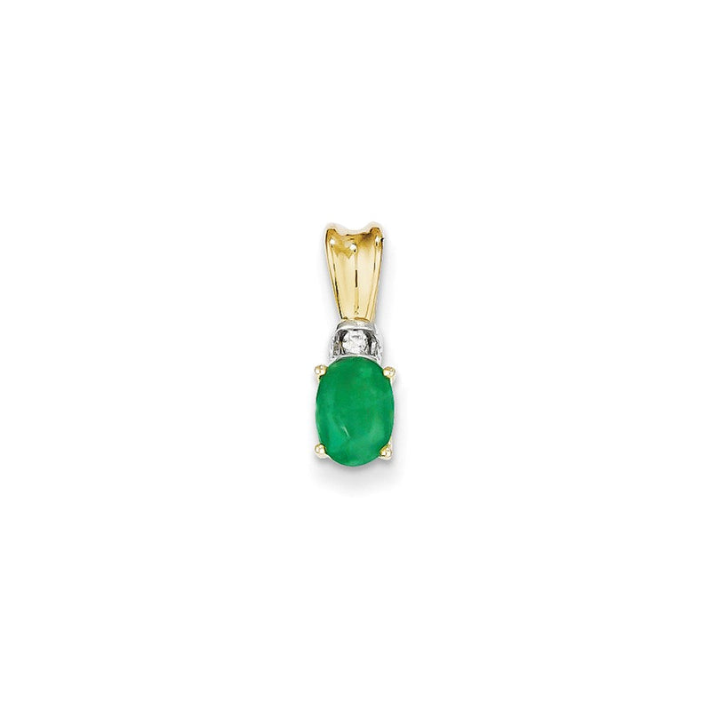 14K Bicolor-Gold Anhänger mit echtem Diamant und Smaragd