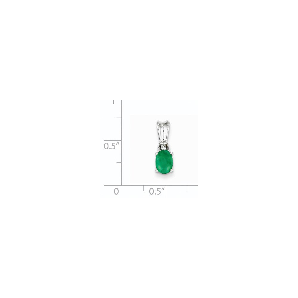 14K Weißgold Anhänger mit echten Diamanten und Smaragden