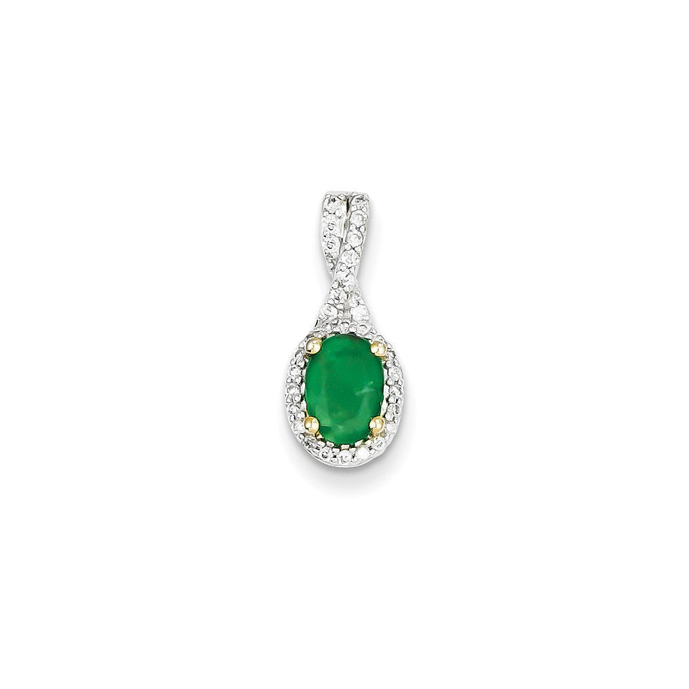 14K Gelbgold Anhänger mit echten Diamanten und Smaragden