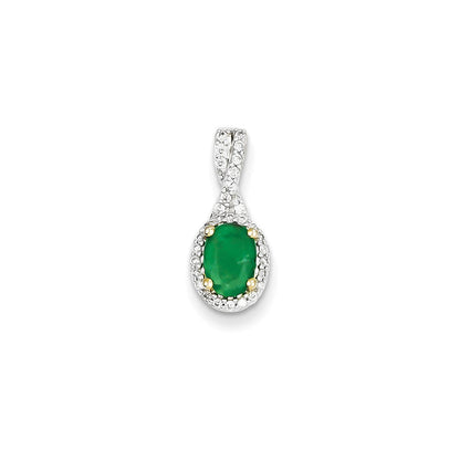 14K Gelbgold Anhänger mit echten Diamanten und Smaragden