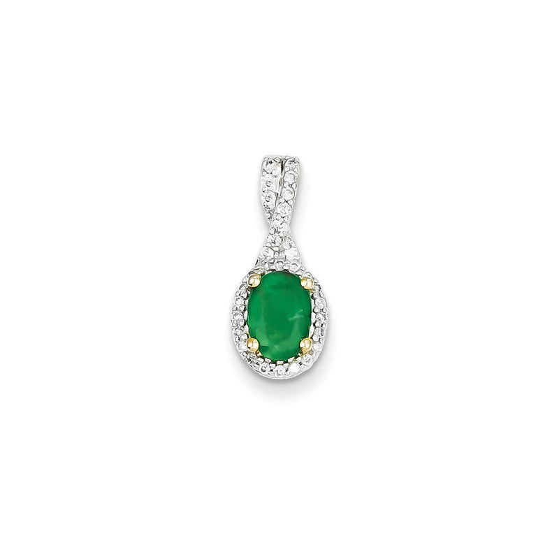 14K Gelbgold Anhänger mit echten Diamanten und Smaragden