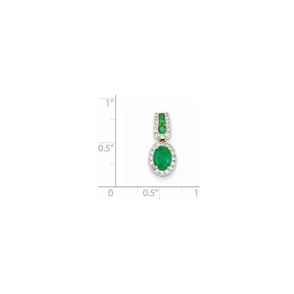 14K Gelbgold Anhänger mit echtem Diamant und Smaragd