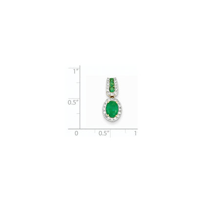 14K Gelbgold Anhänger mit echtem Diamant und Smaragd