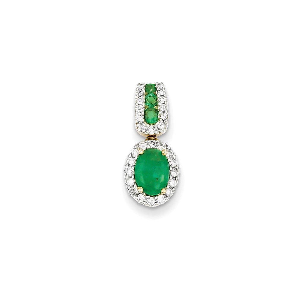 14K Gelbgold Anhänger mit echtem Diamant und Smaragd