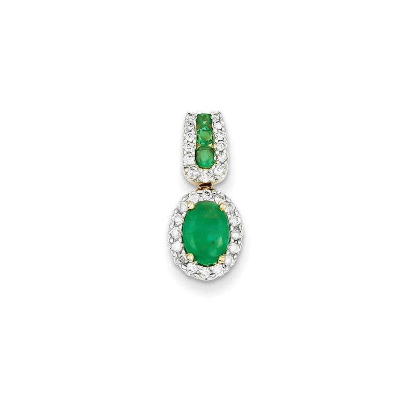 14K Gelbgold Anhänger mit echtem Diamant und Smaragd