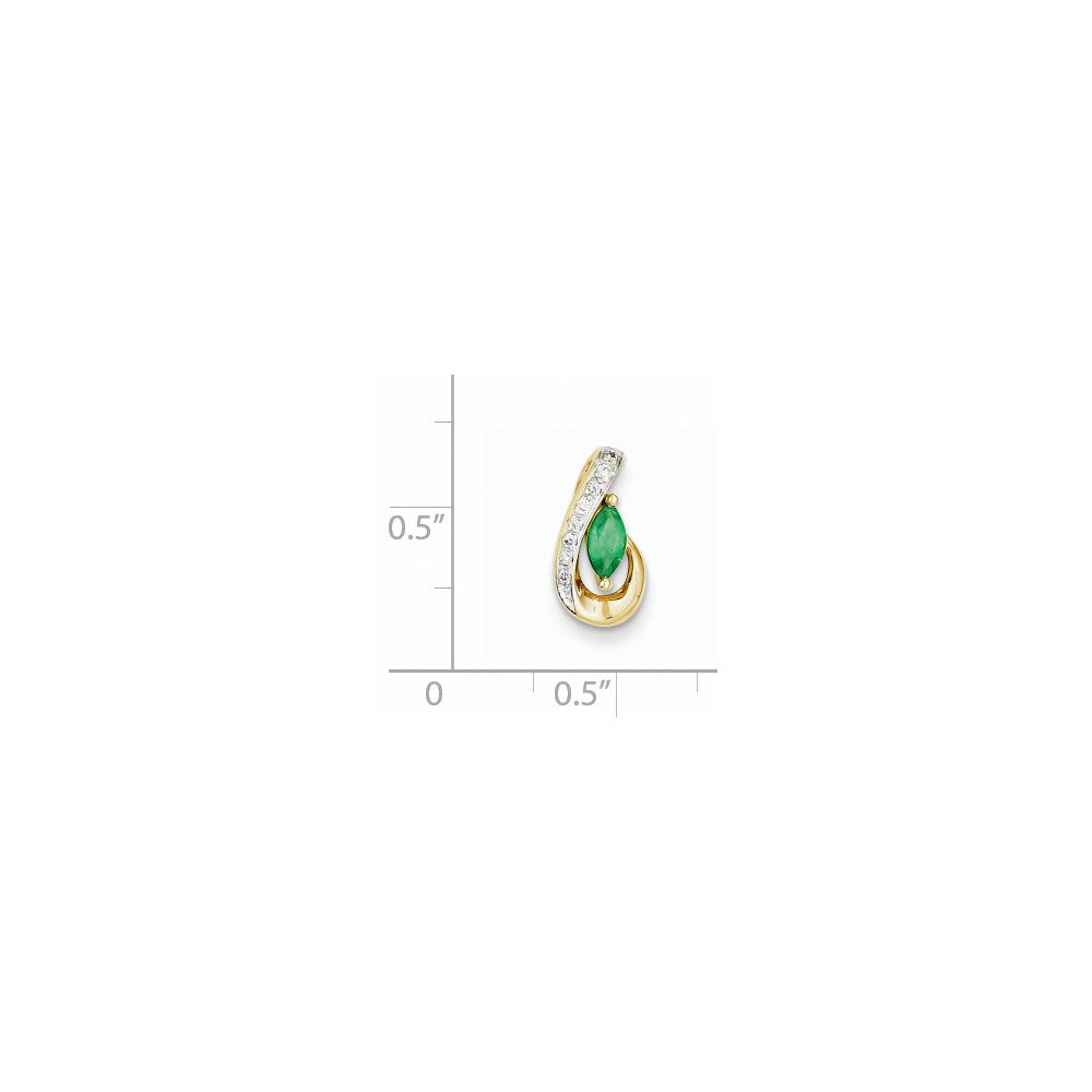14K Gelbgold Anhänger mit echtem Diamant und Smaragd