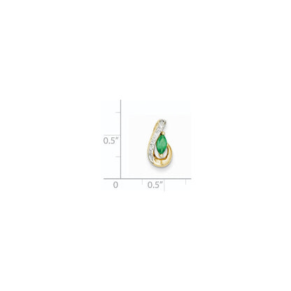 14K Gelbgold Anhänger mit echtem Diamant und Smaragd