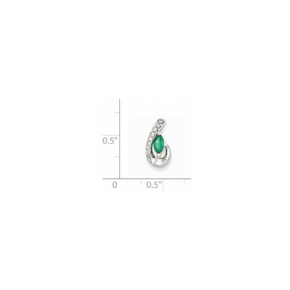 14K Weißgold Anhänger mit echtem Diamant und Smaragd