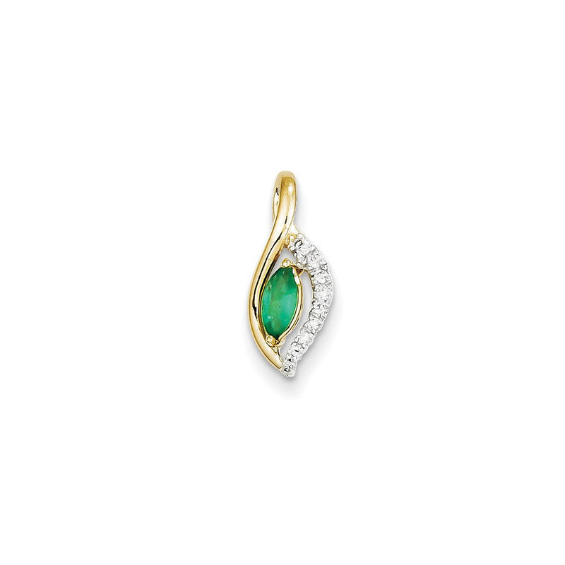 14K Gelbgold Anhänger mit echtem Diamant und Smaragd