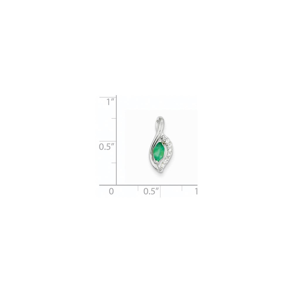 14K Weißgold Anhänger mit echten Diamanten und Smaragden