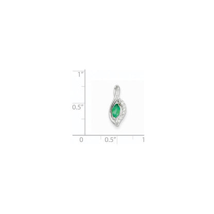 14K Weißgold Anhänger mit echten Diamanten und Smaragden